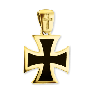 Sterling Silver Pattée Cross Medallions with Black Enamel (27 x 17 mm)