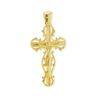 Sterling Silver Filigree Vine Crucifix Pendant (43 x 21 mm)