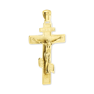 Sterling Silver Orthodox Cross and Crucifix Pendant (56 x 28 mm)