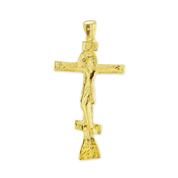 Sterling Silver Orthodox Cross and Crucifix Pendant (64 x 32 mm)