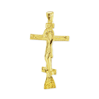 Sterling Silver Orthodox Cross and Crucifix Pendant (64 x 32 mm)