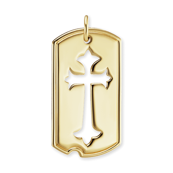 Sterling Silver Trefoil Cross Dog Tag Christian Novelty Pendant (32 x 16 mm)