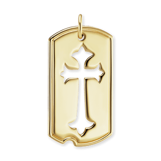 Sterling Silver Trefoil Cross Dog Tag Christian Novelty Pendant (32 x 16 mm)