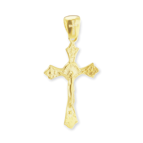 Sterling Silver Trefoil Crucifix Pendant (32 x 16 mm)