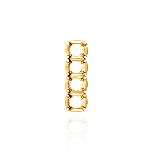 Strip Settings for 4 Round Stones (17.80 x 4.80 mm - 19.50 x 6.20 mm)
