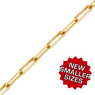 Bulk / Spooled Paperclip Cable Chain in 14K & 18K Yellow Gold (1.30 mm - 7.80 mm)