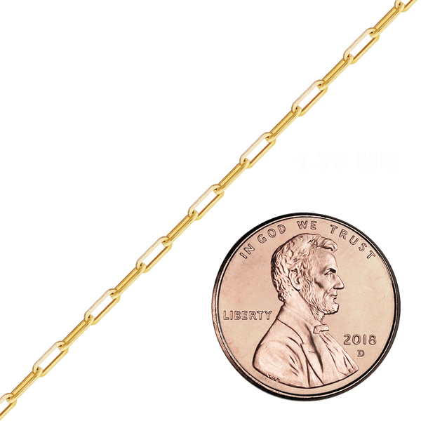 Bulk / Spooled Paperclip Cable Chain in 14K & 18K Yellow Gold (1.30 mm - 7.80 mm)