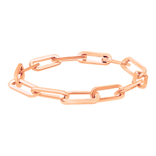 Paperclip Cable Chain Ring in 14K Pink Gold (Sizes 4-12) (2.5 mm - 3.5 mm)