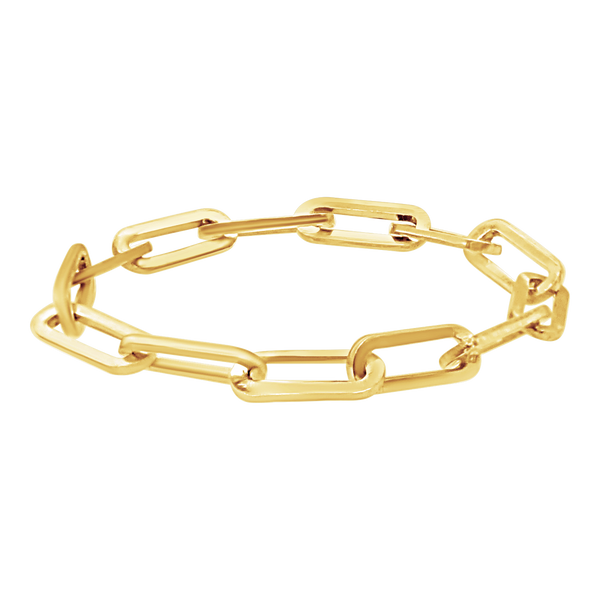 Paperclip Cable Chain Ring in 14K Yellow Gold (Sizes 4-12) (2.5 mm - 3.5 mm)