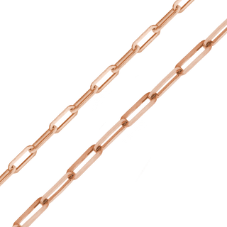 Bulk / Spooled Paperclip Cable Chain in 14K Pink Gold (2.50 mm - 3.50 mm)