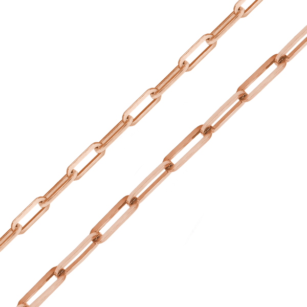 Bulk / Spooled Paperclip Cable Chain in 14K Pink Gold (2.50 mm - 3.50 mm)
