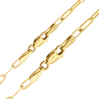 Finished Paperclip Cable Bracelet in 18K Yellow Gold (2.50 mm - 3.50 mm)