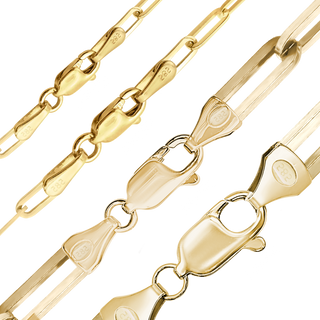 Finished Paperclip Cable Bracelet in 14K Yellow Gold (2.50 mm - 7.80 mm)