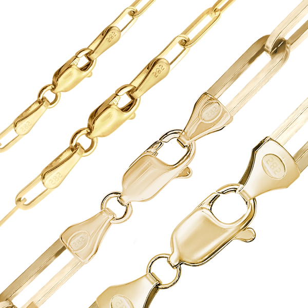 Finished Paperclip Cable Bracelet in 14K Yellow Gold (2.50 mm - 7.80 mm)