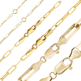 Finished Paperclip Cable Anklet in 14K Yellow Gold (1.30 mm - 7.80 mm)