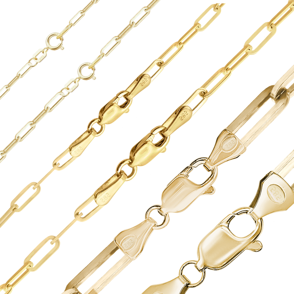 Finished Paperclip Cable Necklace in 14K Yellow Gold (1.30 mm - 7.80 mm)