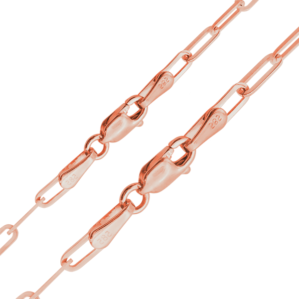 Finished Paperclip Cable Anklet in 14K Pink Gold (2.50 mm - 3.50 mm)