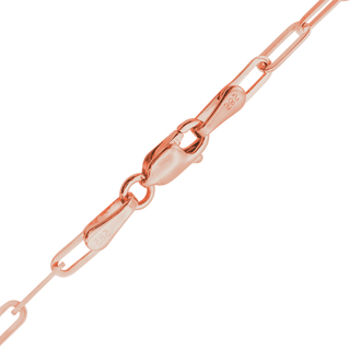 Finished Paperclip Cable Necklace in 14K Pink Gold (2.50 mm - 3.50 mm)