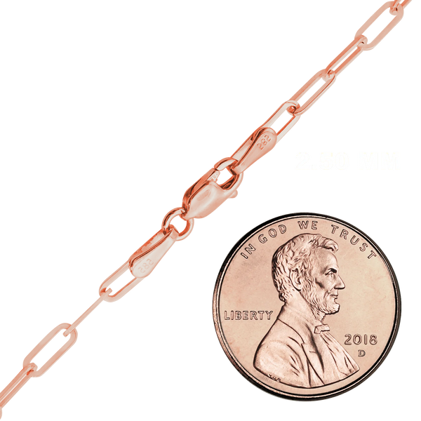 Finished Paperclip Cable Anklet in 14K Pink Gold (2.50 mm - 3.50 mm)
