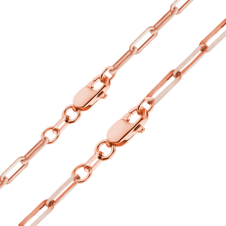 Finished Paperclip Cable Necklace in 14K Pink Gold (2.50 mm - 3.50 mm)