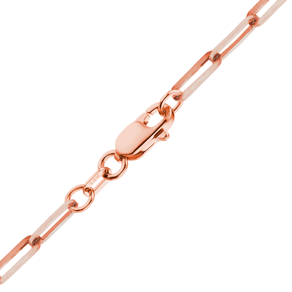 Finished Paperclip Cable Necklace in 14K Pink Gold (2.50 mm - 3.50 mm)