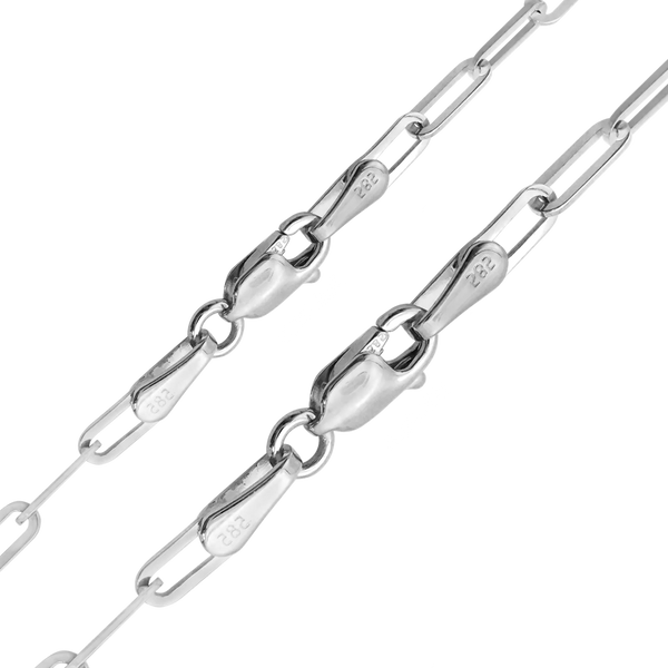 Finished Paperclip Cable Anklet in 14K White Gold (2.50 mm - 3.50 mm)