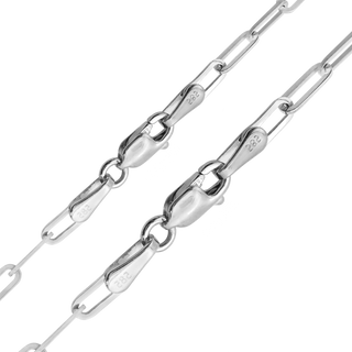 Finished Paperclip Cable Bracelet in 14K White Gold (2.50 mm - 3.50 mm)