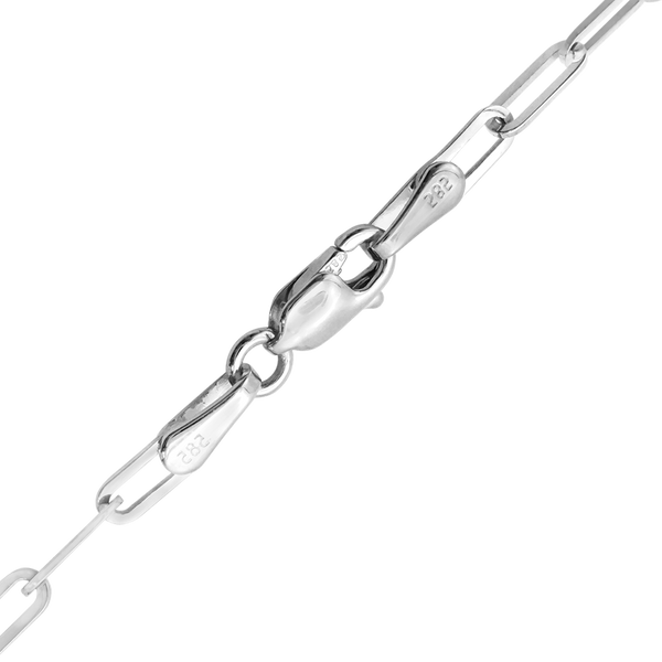 Finished Paperclip Cable Anklet in 14K White Gold (2.50 mm - 3.50 mm)