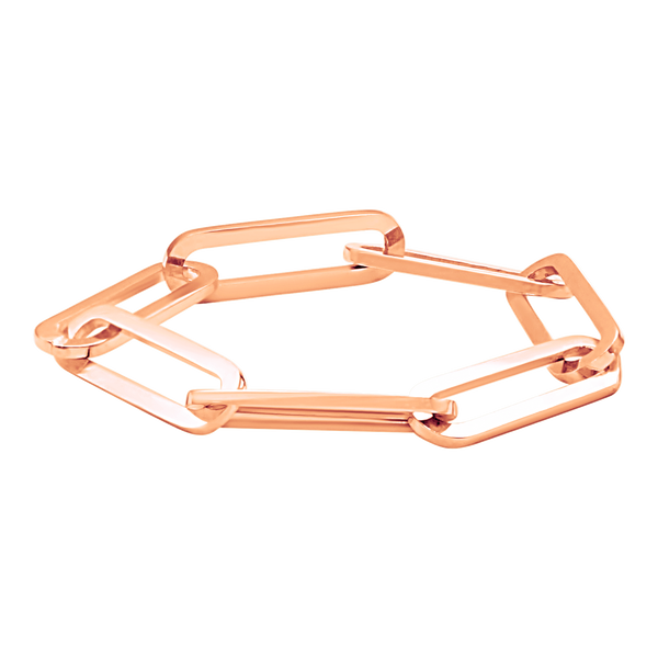 Paperclip Cable Chain Ring in 14K Pink Gold (Sizes 4-12) (2.5 mm - 3.5 mm)