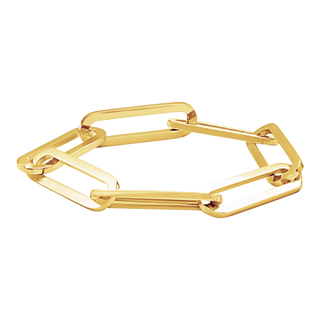 Paperclip Cable Chain Ring in Sterling Silver 18K Yellow Gold Finish (Sizes 4-12) (2.5 mm - 3.5 mm)
