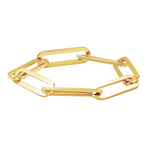 Paperclip Cable Chain Ring in 14K Yellow Gold (Sizes 4-12) (2.5 mm - 3.5 mm)