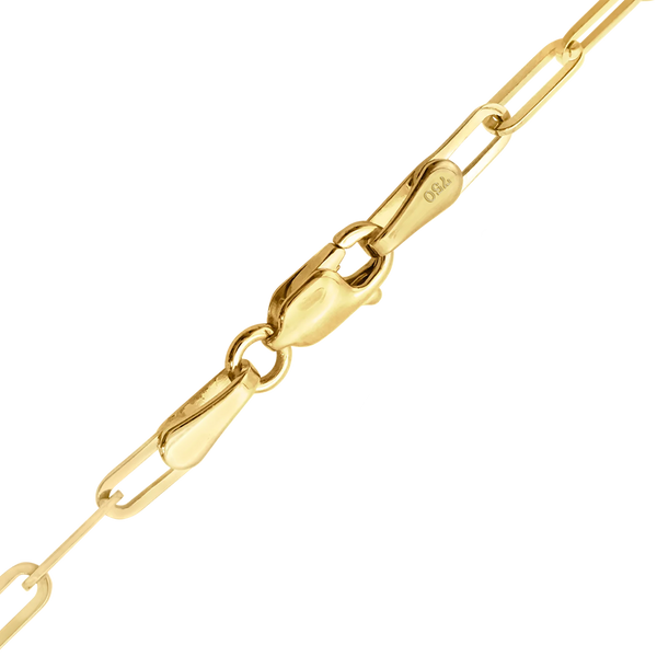 Finished Paperclip Cable Bracelet in 18K Yellow Gold (2.50 mm - 3.50 mm)