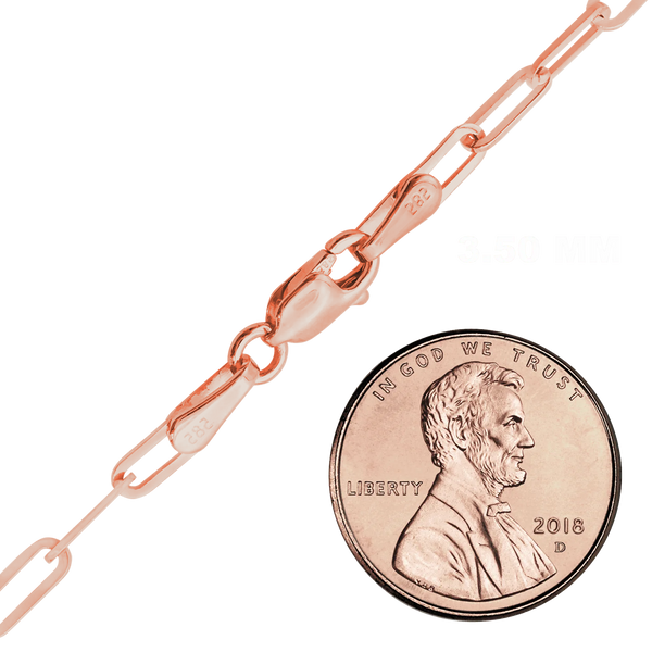 Finished Paperclip Cable Anklet in 14K Pink Gold (2.50 mm - 3.50 mm)