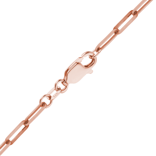 Finished Paperclip Cable Bracelet in 14K Pink Gold (2.50 mm - 3.50 mm)