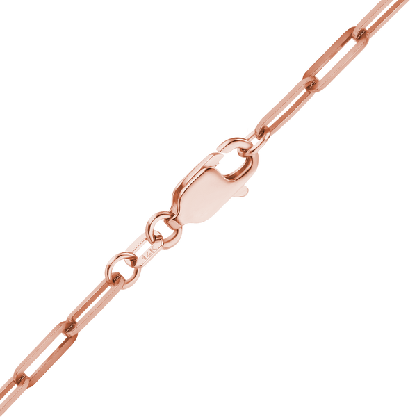 Finished Paperclip Cable Anklet in 14K Pink Gold (2.50 mm - 3.50 mm)