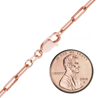 Finished Paperclip Cable Necklace in 14K Pink Gold (2.50 mm - 3.50 mm)