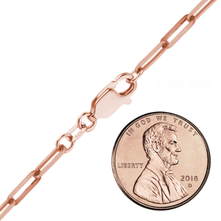 Finished Paperclip Cable Bracelet in 14K Pink Gold (2.50 mm - 3.50 mm)