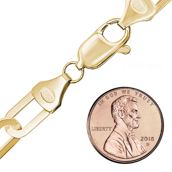 Finished Paperclip Cable Necklace in 14K Yellow Gold (1.30 mm - 7.80 mm)