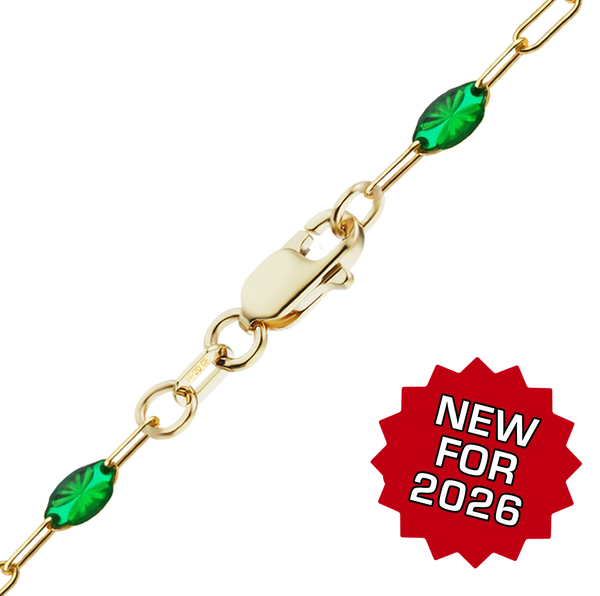 Finished Paperclip Cable with Ruby Red Enamel Bracelet in 14K Gold-Filled (1.60 mm)