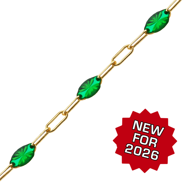 Bulk / Spooled Paperclip Cable with Green Emerald Enamel Chain in 14K Gold-Filled (1.60 mm)