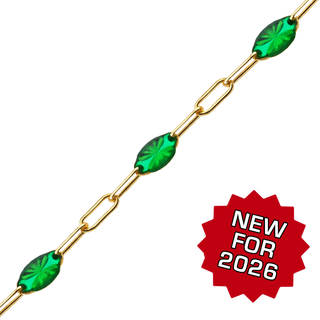 Bulk / Spooled Paperclip Cable with Green Emerald Enamel Chain in 14K Gold-Filled (1.60 mm)