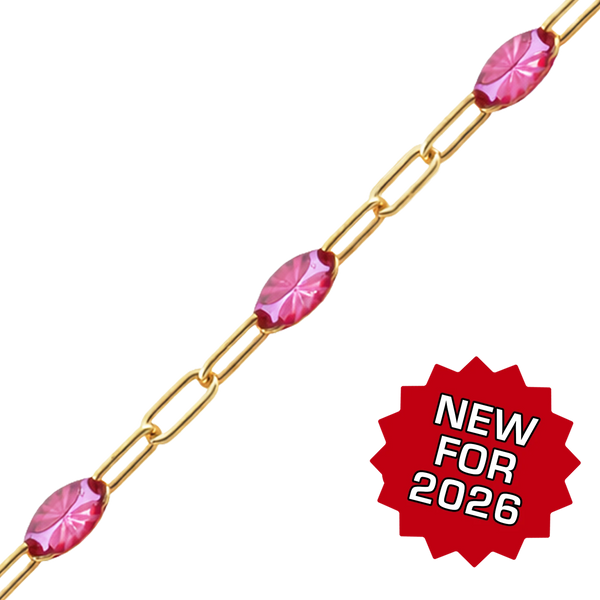 Bulk / Spooled Paperclip Cable with Ruby Red Enamel Chain in 14K Gold-Filled (1.60 mm)