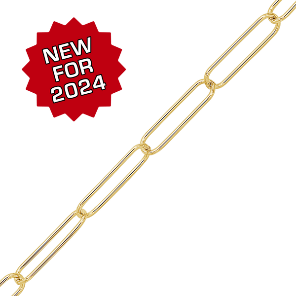 Bulk / Spooled Light Paperclip Chain in 14K Gold-Filled (2.50 mm - 4.00 mm)