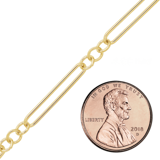 Bulk / Spooled Alternating Light Paperclip & Cable Chain in 14K Gold-Filled (4.00 mm)