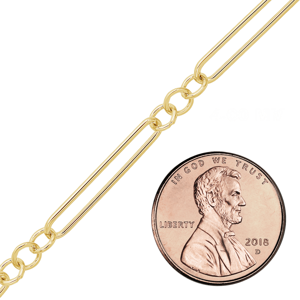 Bulk / Spooled Alternating Light Paperclip & Cable Chain in 14K Gold-Filled (4.00 mm)