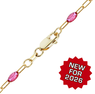 Finished Paperclip Cable with Ruby Red Enamel Chain in 14K Gold-Filled (1.60 mm)