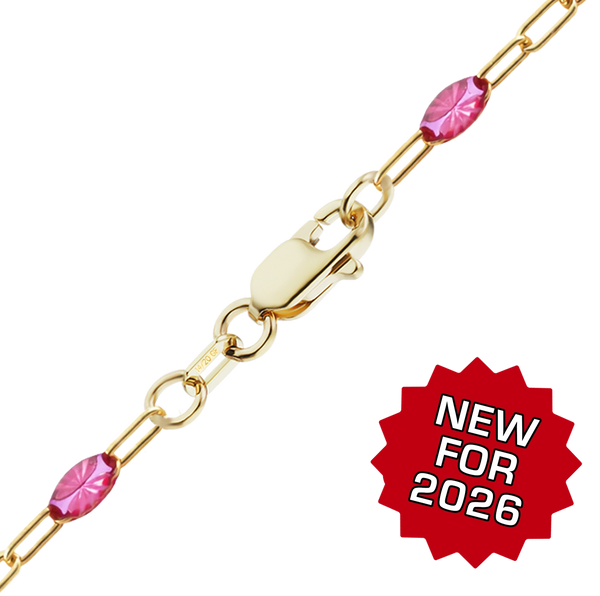 Finished Paperclip Cable with Ruby Red Enamel Necklace in 14K Gold-Filled (1.60 mm)