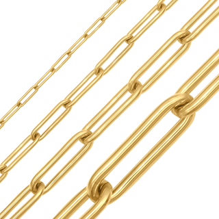 Bulk / Spooled Round Paperclip Cable Chain in 14K Yellow Gold (2.50 mm - 7.80 mm)