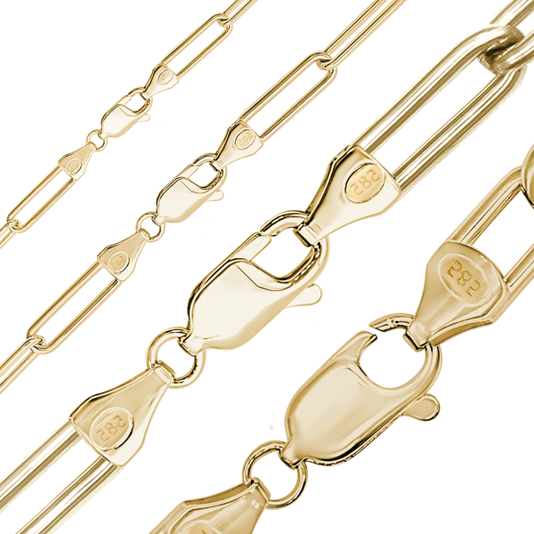 Finished Round Paperclip Cable Anklet in 14K Yellow Gold (2.50 mm - 7.80 mm)