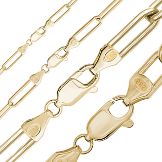 Finished Round Paperclip Cable Anklet in 14K Yellow Gold (2.50 mm - 7.80 mm)